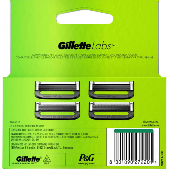 Лезвия для бритвы Gillette Labs, 4 шт. в Екатеринбурге