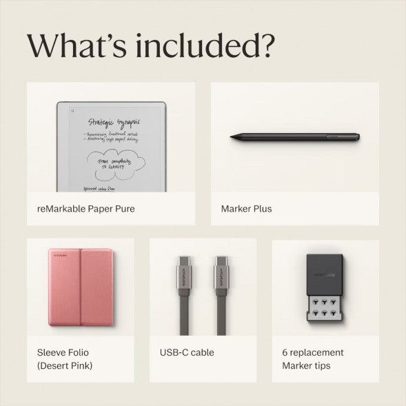 Графический планшет reMarkable Paper Pure+Marker Plus+Sleeve Folio, Desert Pink в Екатеринбурге