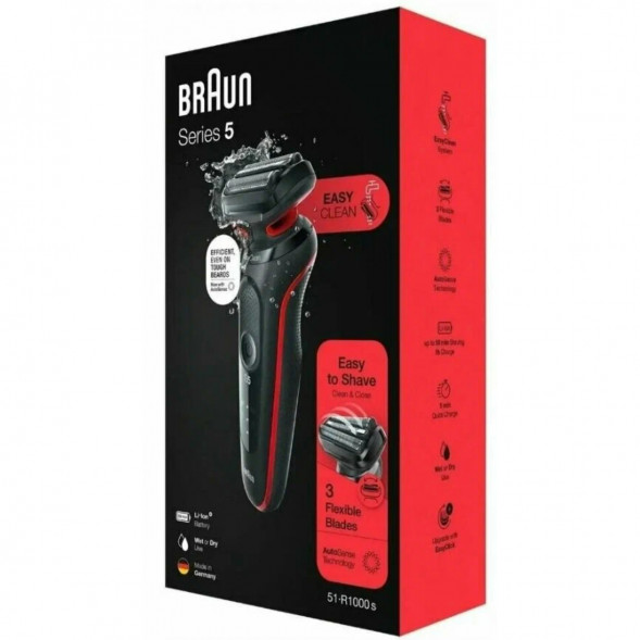 Электробритва Braun Series 5 51-R1000s, черный/красный в Екатеринбурге