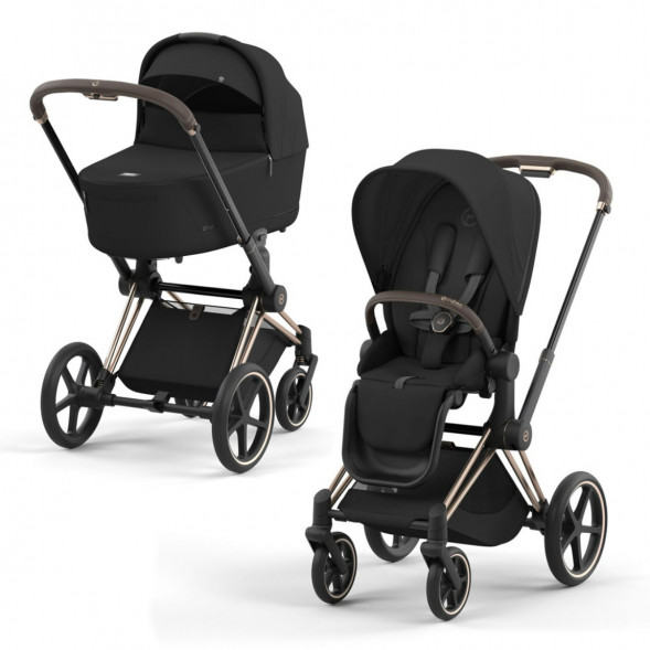 Коляска 2 в 1 Cybex Priam IV Sepia Black, шасси Rosegold в Екатеринбурге