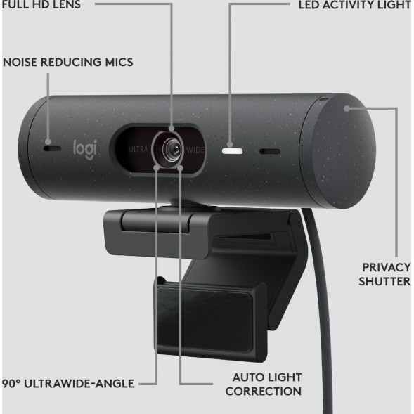 Веб-камера Logitech Brio 500, чёрный в Екатеринбурге