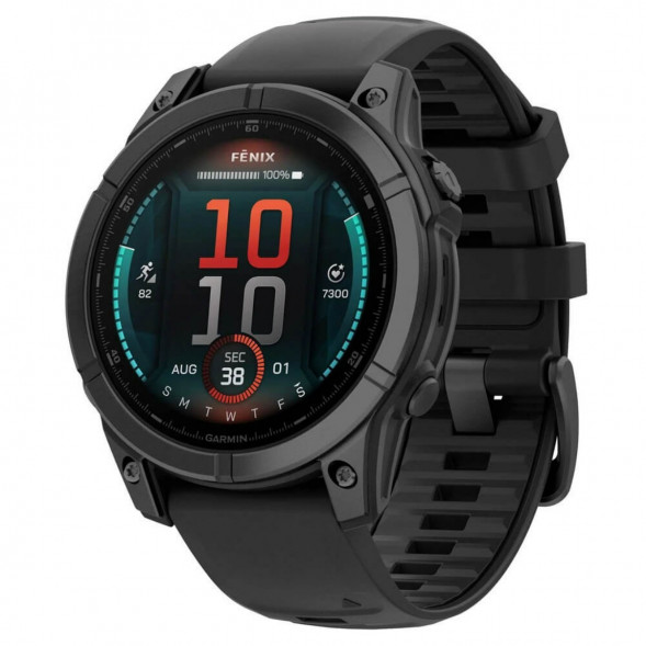 Умные часы Garmin Fenix E 47мм Amoled Slate Grey Steel с чёрным силиконовым ремешком 010-03025-01 в Екатеринбурге