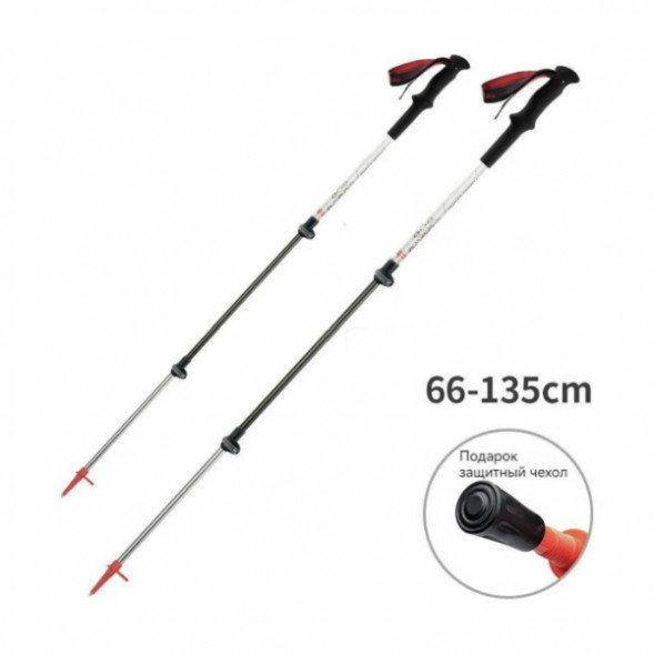Треккинговая палка Naturehike 135 см, 1 шт., белый/красный в Екатеринбурге
