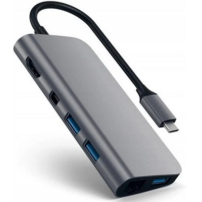 USB-концентратор Satechi Aluminum Type-C Multimedia Adapter (ST-TCMM8PA), разъемов: 4, space gray в Екатеринбурге