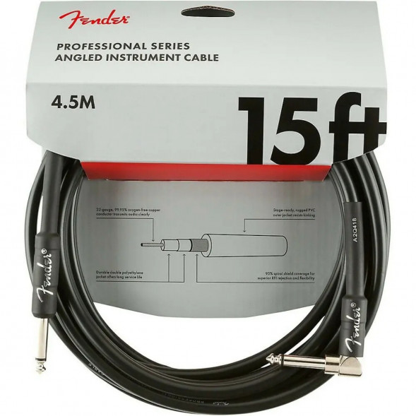 Инструментальный кабель Fender Professional Series 15 ft, 4.5 м, jack 6.3, черный в Екатеринбурге