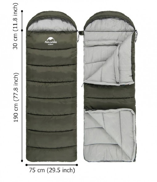 Спальный мешок Naturehike U250 (Левый), зеленый в Екатеринбурге