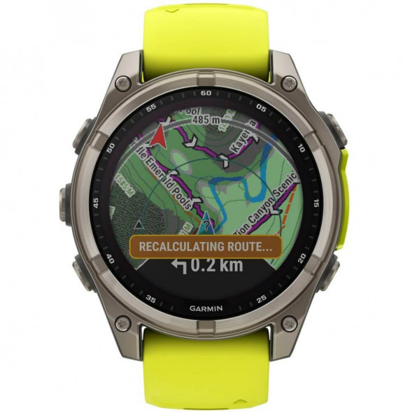 Умные часы Garmin Fenix 8, 51 мм, Solar, Sapphire Titanium with AMP Yellow/Graphite Silicone Band 010-02907-20 в Екатеринбурге