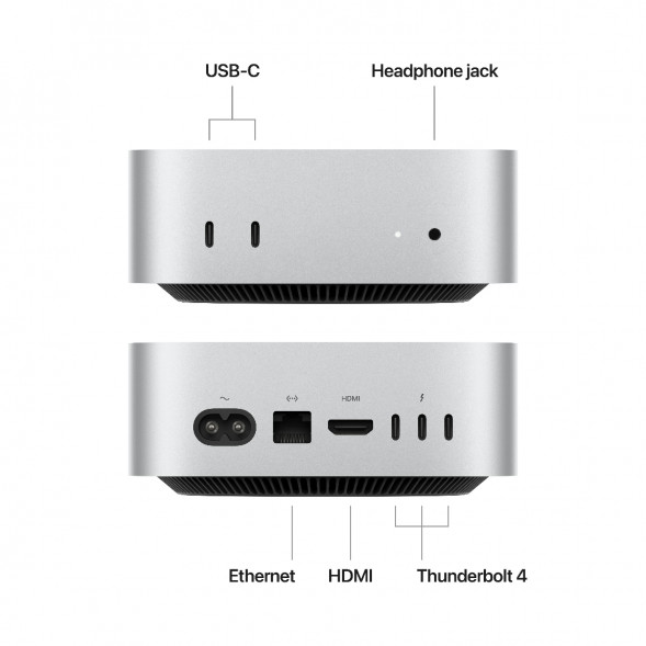 Компьютер Apple Mac mini M4 2024 (MU9E3) (10 Core GPU, 16ГБ, 512ГБ SSD, Apple, macOS), серебристый в Екатеринбурге