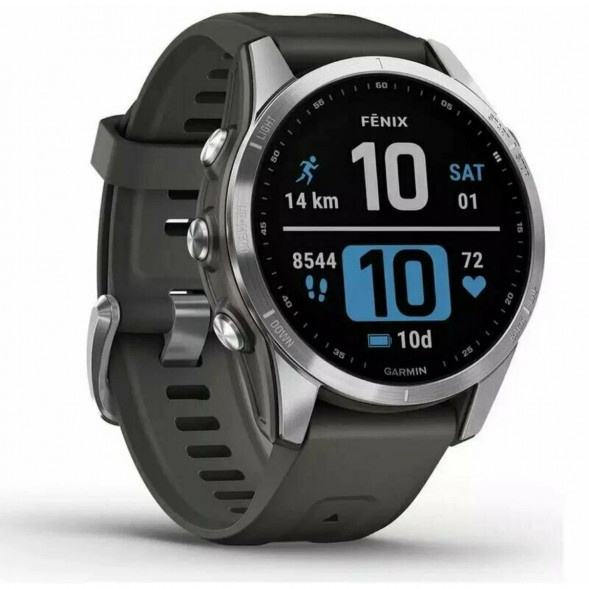 Умные часы Garmin Fenix 7s серебристый с графитовым силиконовым ремешком 010-02539-01 в Екатеринбурге