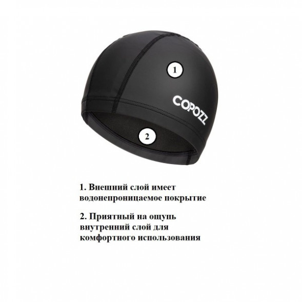 Шапочка для бассейна Copozz (черный) в Екатеринбурге