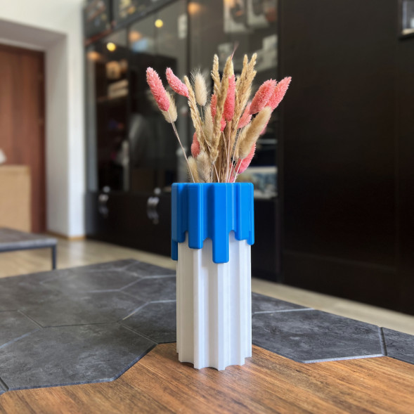 Ваза HatRom Drip, белый-синий в Екатеринбурге